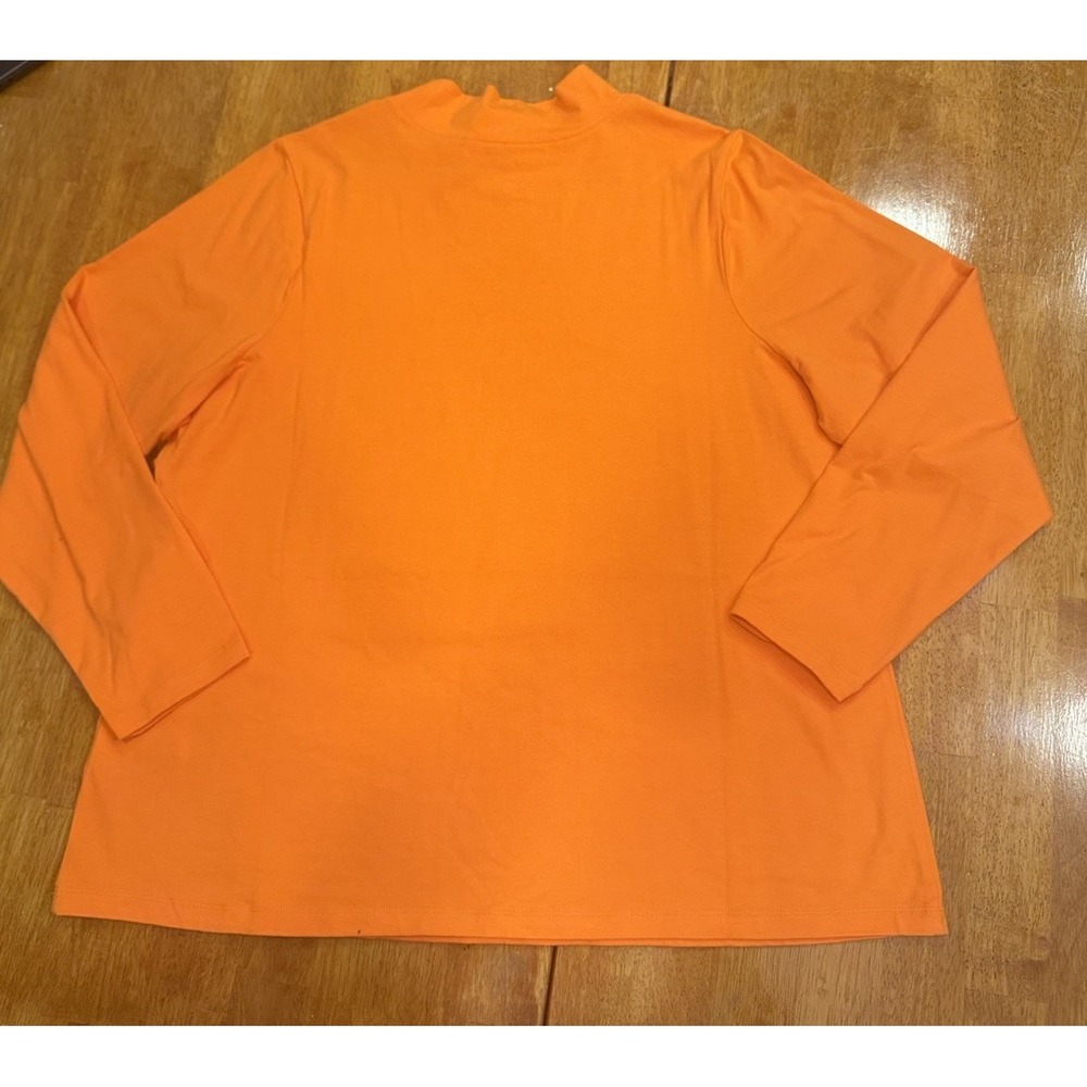 D & CO. Orange Mock Neck Long Sleeve Pullover Tee Size 1X Cotton Fall - Picture 7 of 10